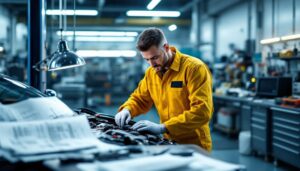 A mechanic focusing on intricate engine work, demonstrating Specialized Automotive Mechanical Repairs